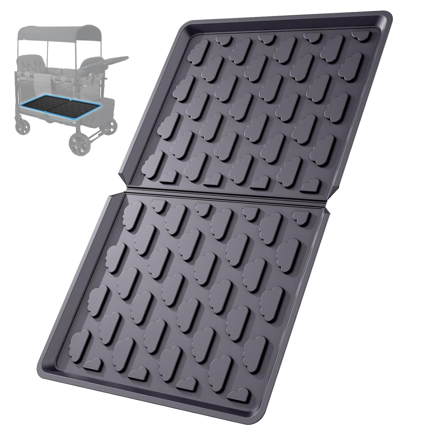Upifen All Weather Mat for Wagon W4 Accessory - Compatible with Wonderfold Stroller Wagons W4, Silicone Floor Mat Protect Wagon