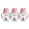Oberni Toddler Sippy Cup, Tritan Baby Water Bottle With Non-Spill Valve Spout, Removable Handle and Carry Strap, 270ml/12m+/Pink