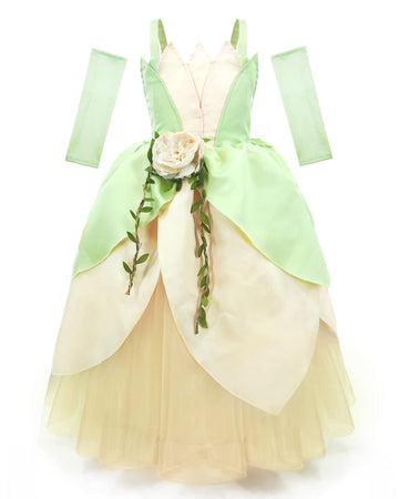 Axaxa Princess Costume For Girls, Tiana Dress, Polyester, Halloween, 4-5Y
