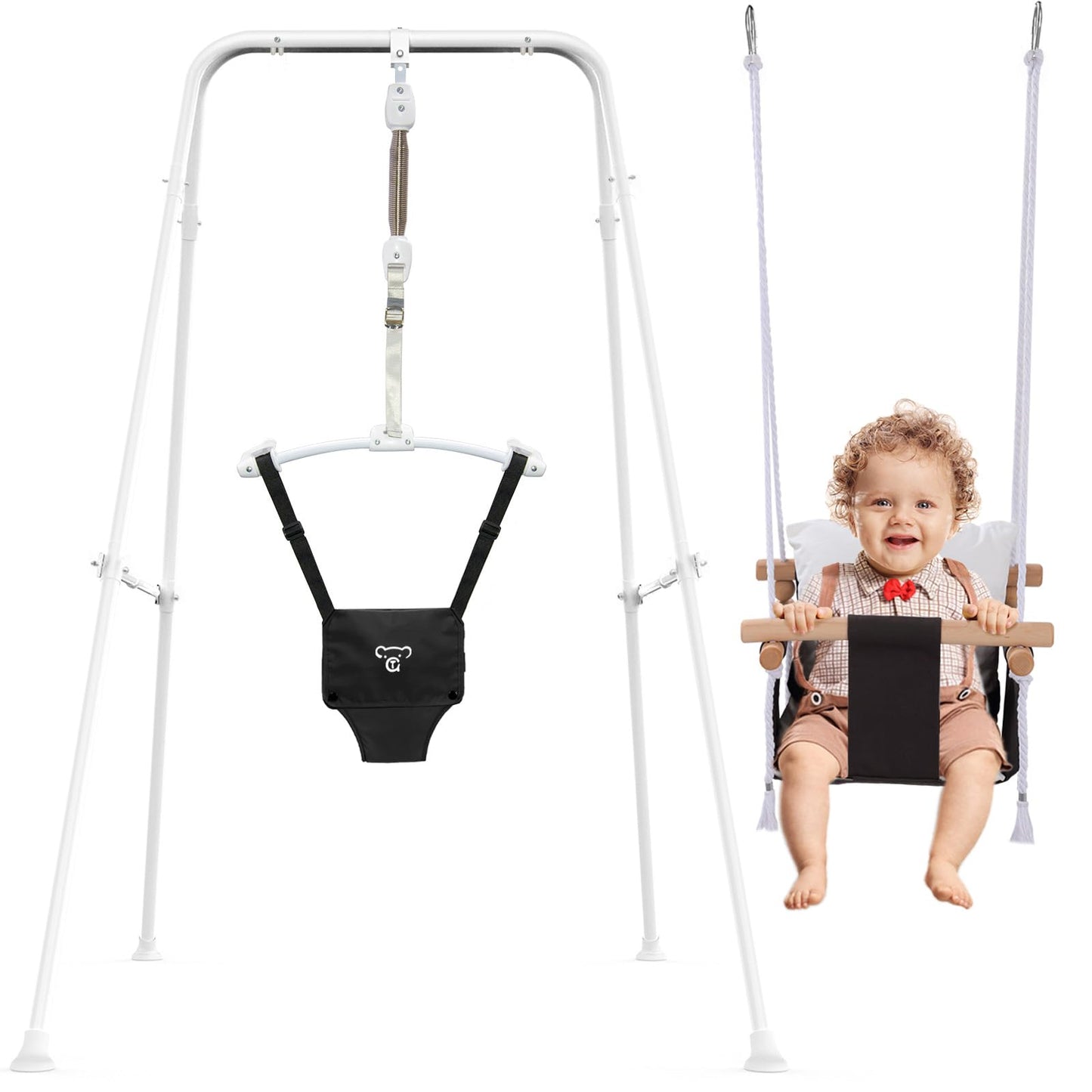 2 In 1 Baby Jumper & Swing, Baby Jumper For Indoor And Outdoor Use, Baby Swing With Foldable Stand, Stable Toddler Swing Set