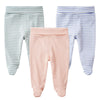 Teach Leanbh Infant Baby 3 Pack Footed Pants Cotton High Waist Casual Leggings (12 Months, A)