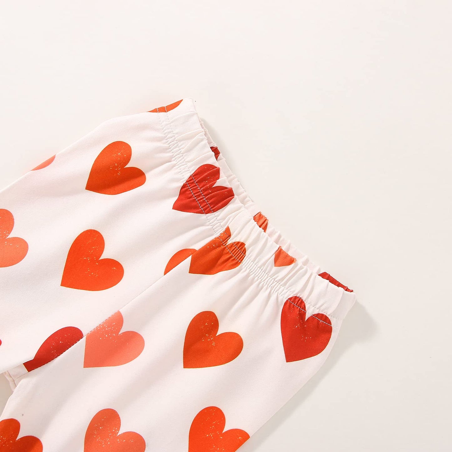 Wybzd Baby Girl Valentines Day Outfit Little Miss Valentine Short Sleeve T-Shirt Top Bell-Bottom Pants Sets Cute Toddler Clothes