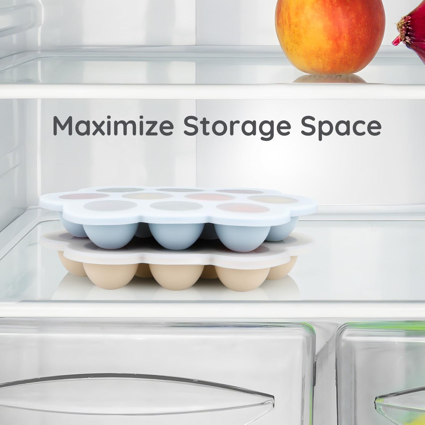 Pandaear 2 Pack Baby Food Freezer Tray With Lids, Silicone Baby Food Storage Container For Homemade Baby Food, Fruit, Purees And