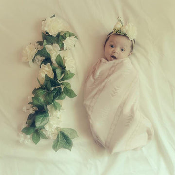 Ever Fairy Flower Crown Elastic Flower Headband Baby Girl Toddler Floral Crown Wreath Newborn Hair Accessories (White)