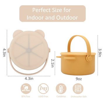 Dilovely Snack Cups For Toddlers, Silicone Toddler Snack Containers, Baby Treat Catcher With Dustproof Lid 2 Pack Dishwasher Saf