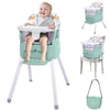 4 In 1 Portable Baby High Chair,Convertible Highchair For Babies And Toddlers-Foldable Infant Booster Seat,Carry Small Box,Dinin