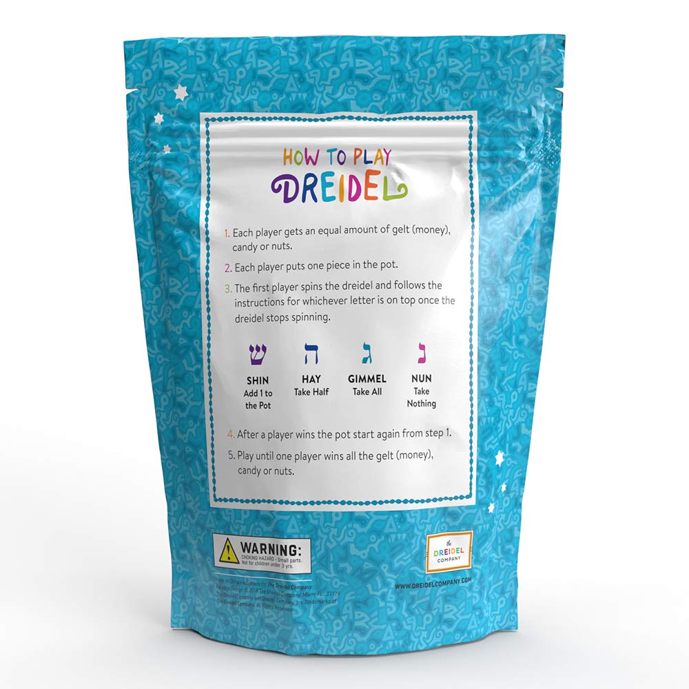 The Dreidel Company Hanukkah Dreidels 100 Bulk Pack Multi-Color Plastic Chanukah Dreidels With English Transliteration - Include