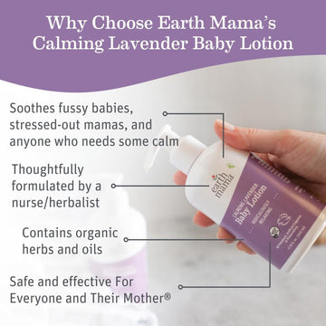 Earth Mama Calming Lavender Baby Lotion For Dry Skin, Calendula Cream For Newborn Skin Care, Organic Moisturizer For Children Wi