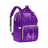 Artsadd Custom Diaper Bag For Mom, Customized Purple Glitter Print Tote Bag For Women Personalized Mommy Nursing Bags Nappy Casu