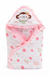 Mee Mee Baby Warm and Soft Swaddle Wrapper Hooded with Hood Double Layer for Newborn Babies (PinkPenguin Print)