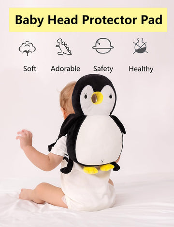 Toddler Baby Head Protection Cushion Backpack Wear,Penguin