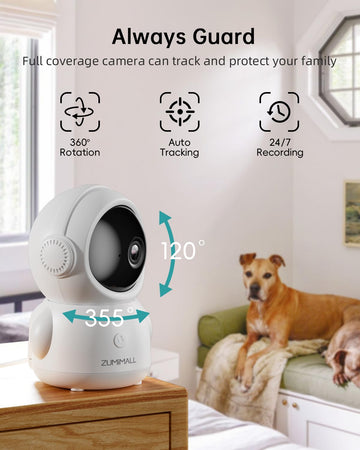 Zumimall Security Camera Indoor, 5G/2.4G Wifi Baby Monitor With Camera And Audio, 2K Wired Pet Cameras For Home Security, One-Cl
