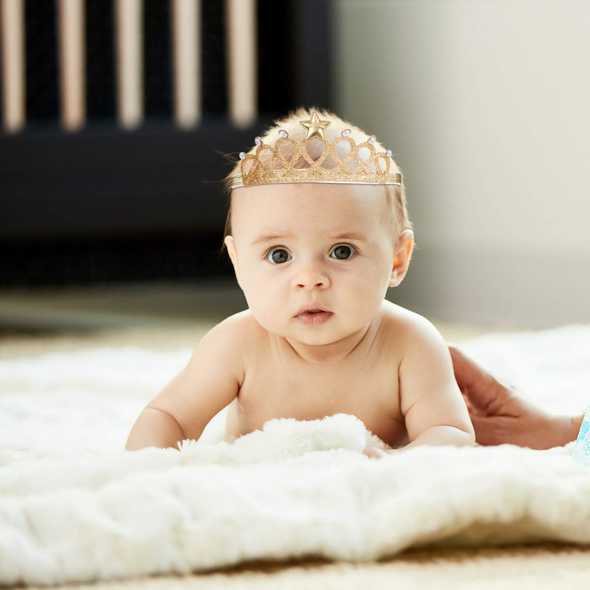 Beaupretty 2Pcs Baby Girls Crystal Crown Tiara Hair Belt Headband Soft Headwrap Princess Headpiece Children Hair Accessories For