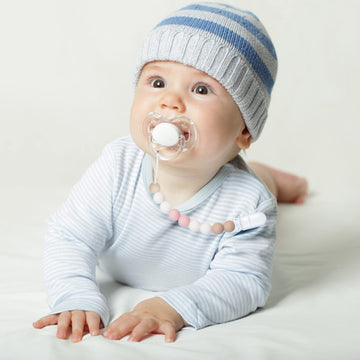 Pacifier Clips For Baby Boys Girls Paci Clip Holder Birthday Gift 2 Pack (Pink Peach)