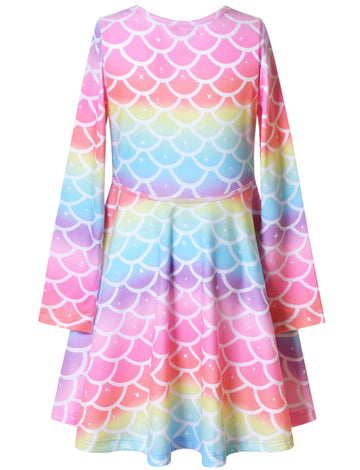 Mermaid Dresses Girls Long Sleeve Swing Winter Outfit Halloween Costume 10 11