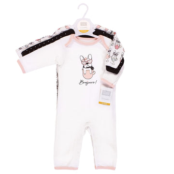 Hudson Baby Unisex Baby Cotton Coveralls, Bonjour, 6-9 Months