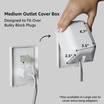 Qdos Safety Medium Outlet Cover Box For Baby Proofing Outlets| Secure Hidden Lock | Generous Interior For Medium Sized Charging