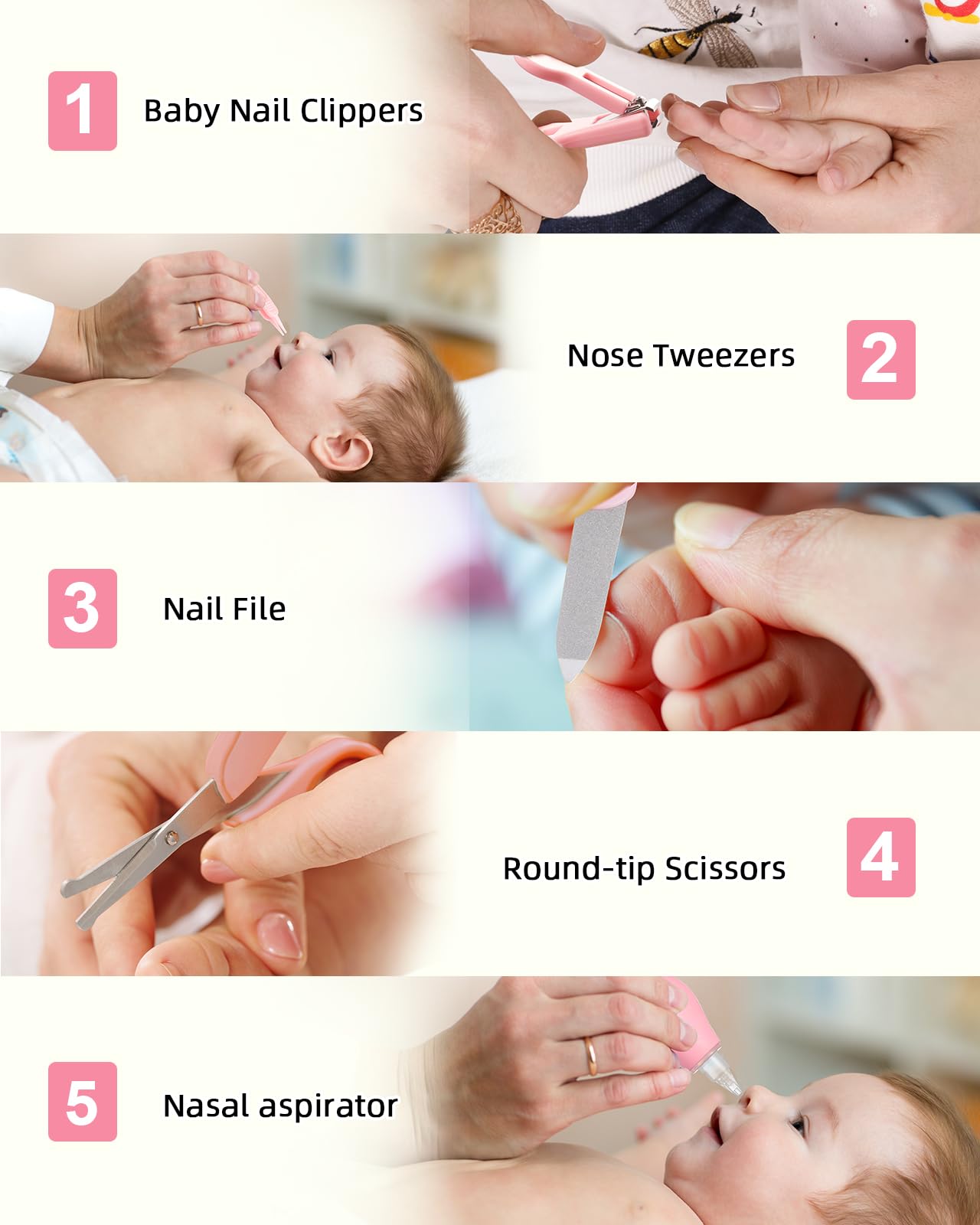 Baby Grooming And Health Kit, Lictin Nursery Care Kit, Newborn Safety Health Care Set With Hair Brush,Comb,Nail Clippers And Mor