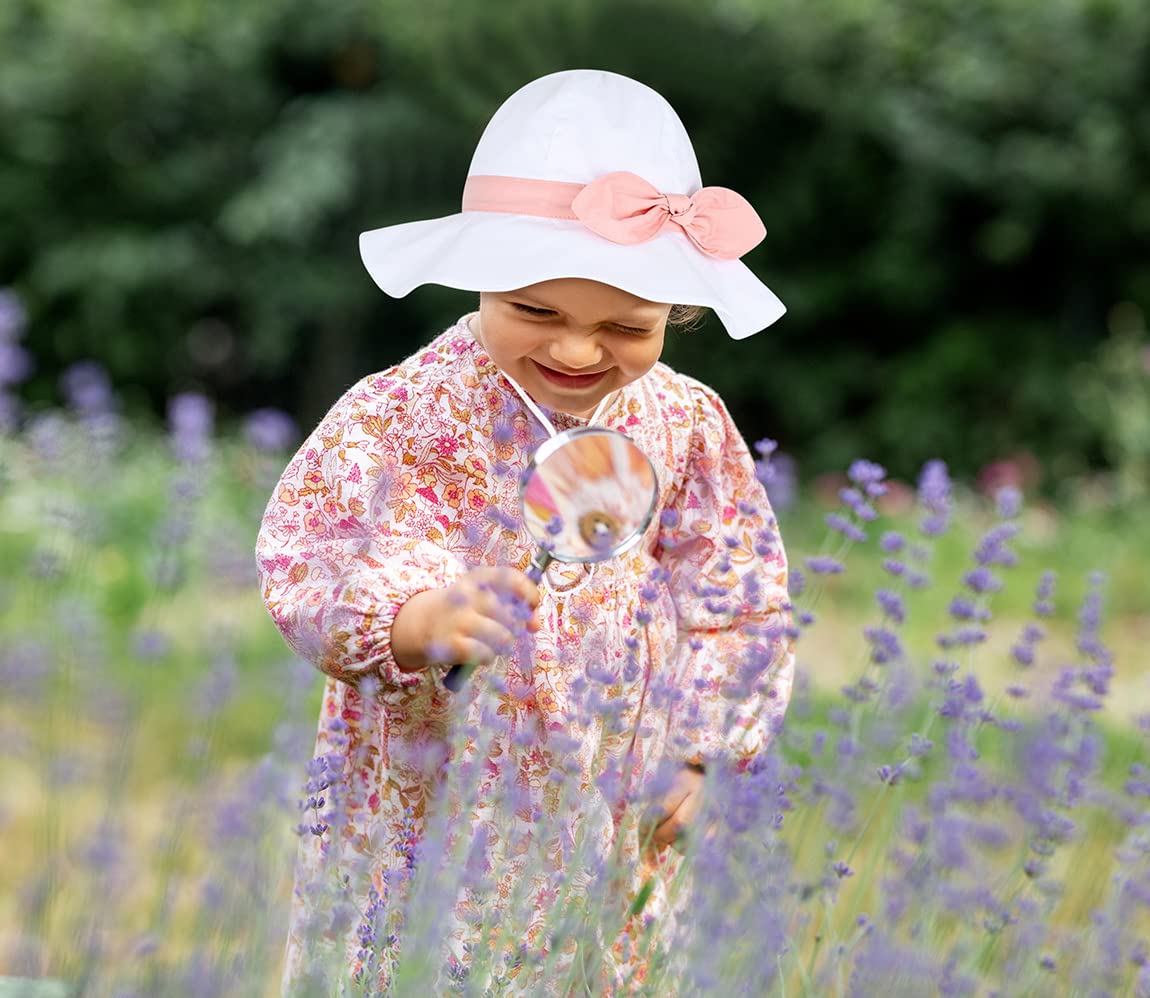 Baby Girl Sun Hat With Upf 50+ Outdoor Adjustable Beach Hat With Wide Brim Bucket Hats (2-3 Years,White Pink)