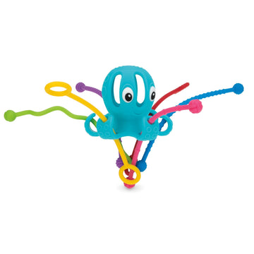 Nuby Silicone Octopus Sensory Toy with Bright Colored Silicone Textured Cords for Tactile Development, 18+ Months