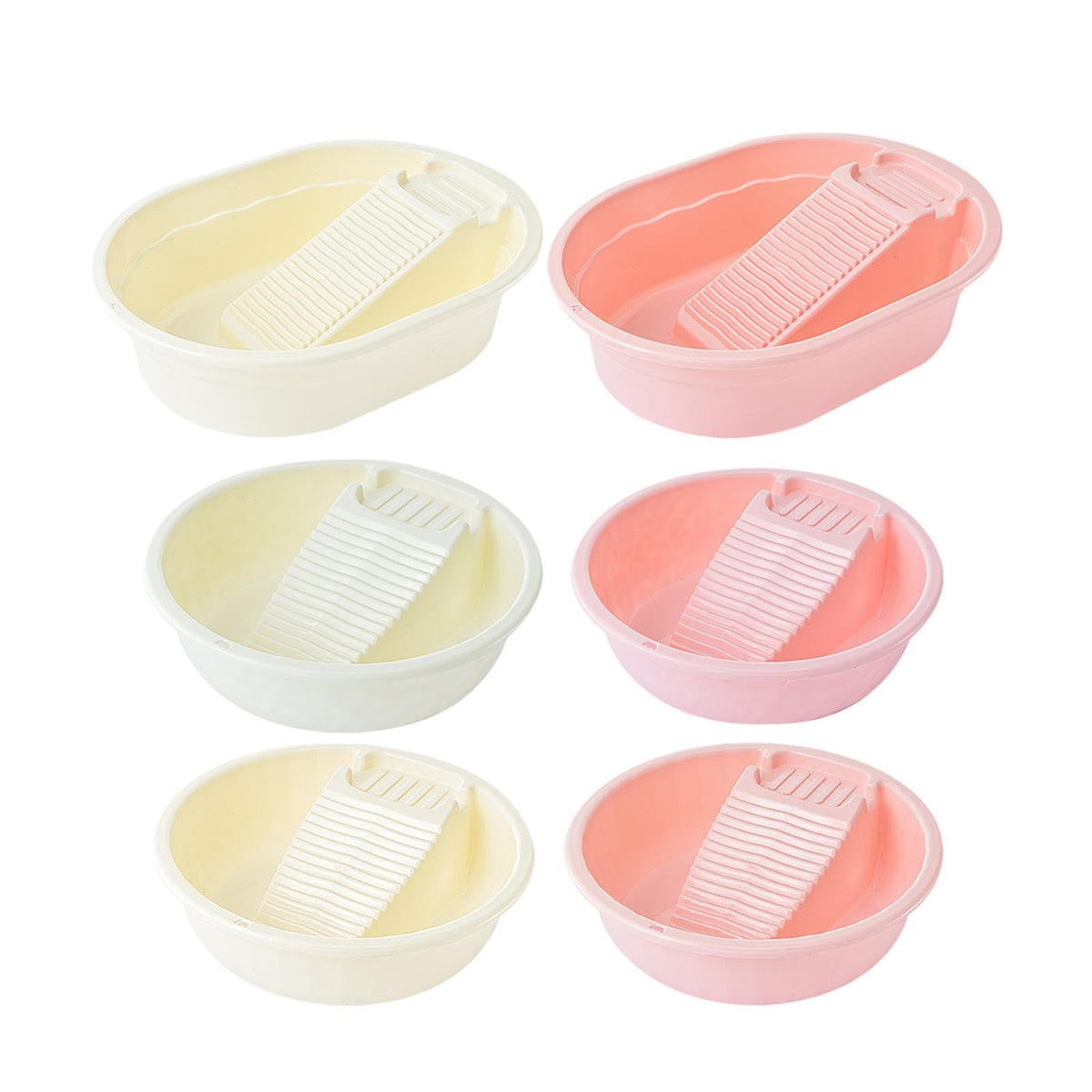 STYLEHEAVEN Washboard Basin Multifunction Portable Washtub for Socks Baby Diapers Indoor Round Beige