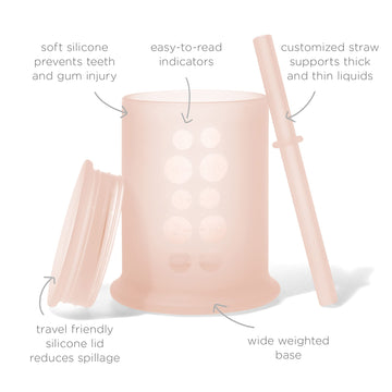 Olababy Silicone Training Cup With Straw Lid |Water Drinking Cup For Babies | 6+ Mo Infant To 12-18 Months Toddler | Sippy Cup F