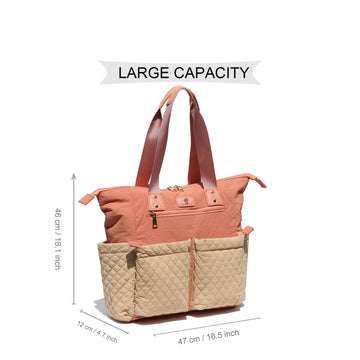 Esvan Diaper Tote Bag Totepack Backpack 2 In 1 For Women Multifunctional Large Capacity With Insulated Pockets Travel (Orange Kh