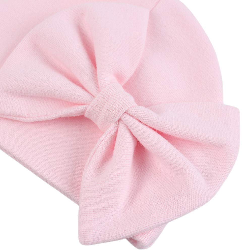 Newborn Baby Girl Hat Cotton Baby Bow Beanie Preemie Hats Spring Infant Hats For Girls 0-12 Months (White+Pink+Purple, 0-6 Month