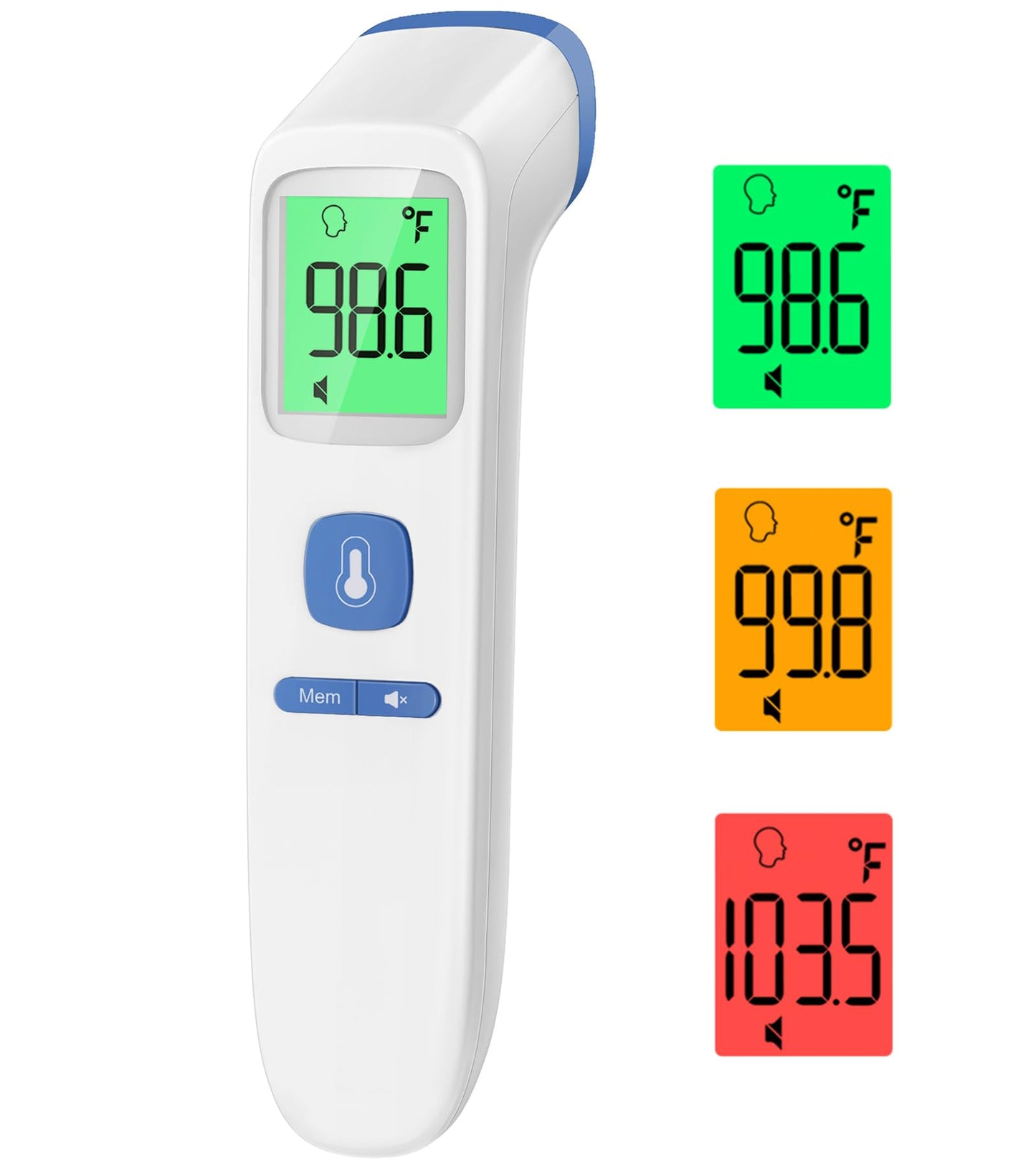 Thermometer for Adults and Kids, Digital Forehead Thermometer with Fever Alarm, Silent Mode & 35-Set Memory, Object 2 in 1 Mode,