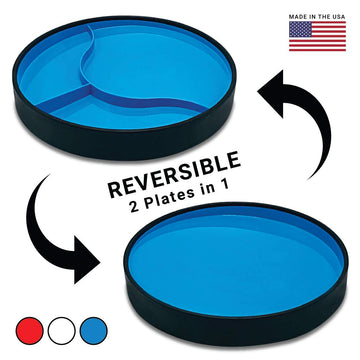 Stayneat Suction Plate, 2N1 Divided/Scoop Dish, Non-Slip Plate Guard, Usa! Blue (S)