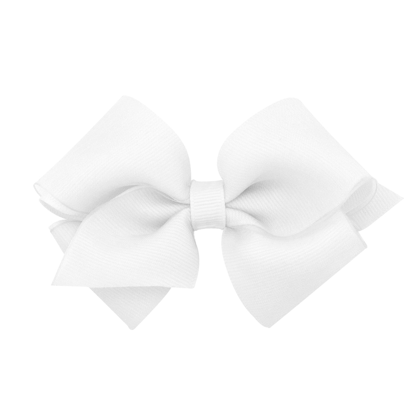 Wee Ones Girls Extra Small Organza and Grosgrain Underlay Hair Bow, White, Extra Small