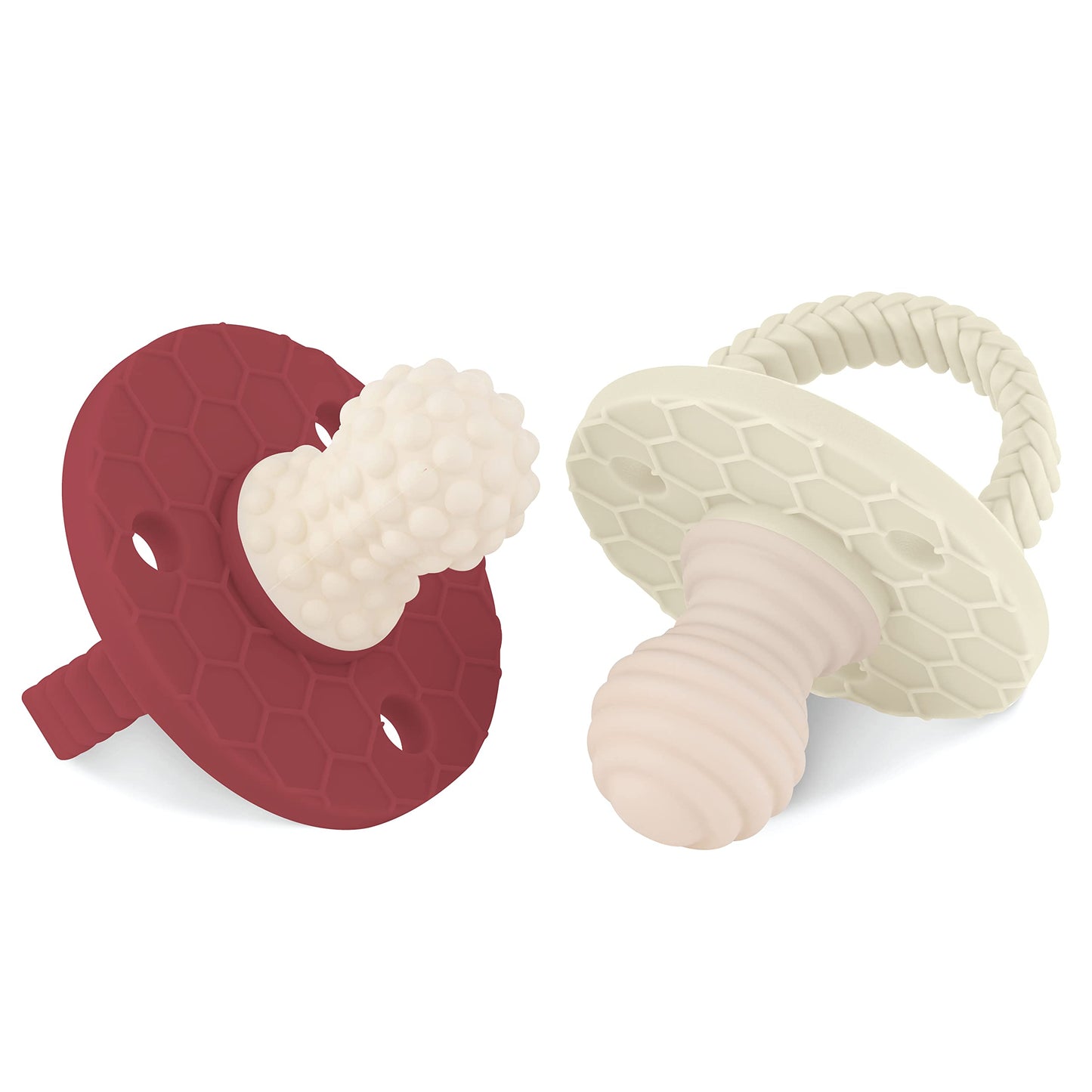 Soothipop Silicone Pacifier Teething Toys for Babies 0-6 Months 12, 18 Months - (2 Pack) Pacifier Shaped Baby Teether, Soft Teet