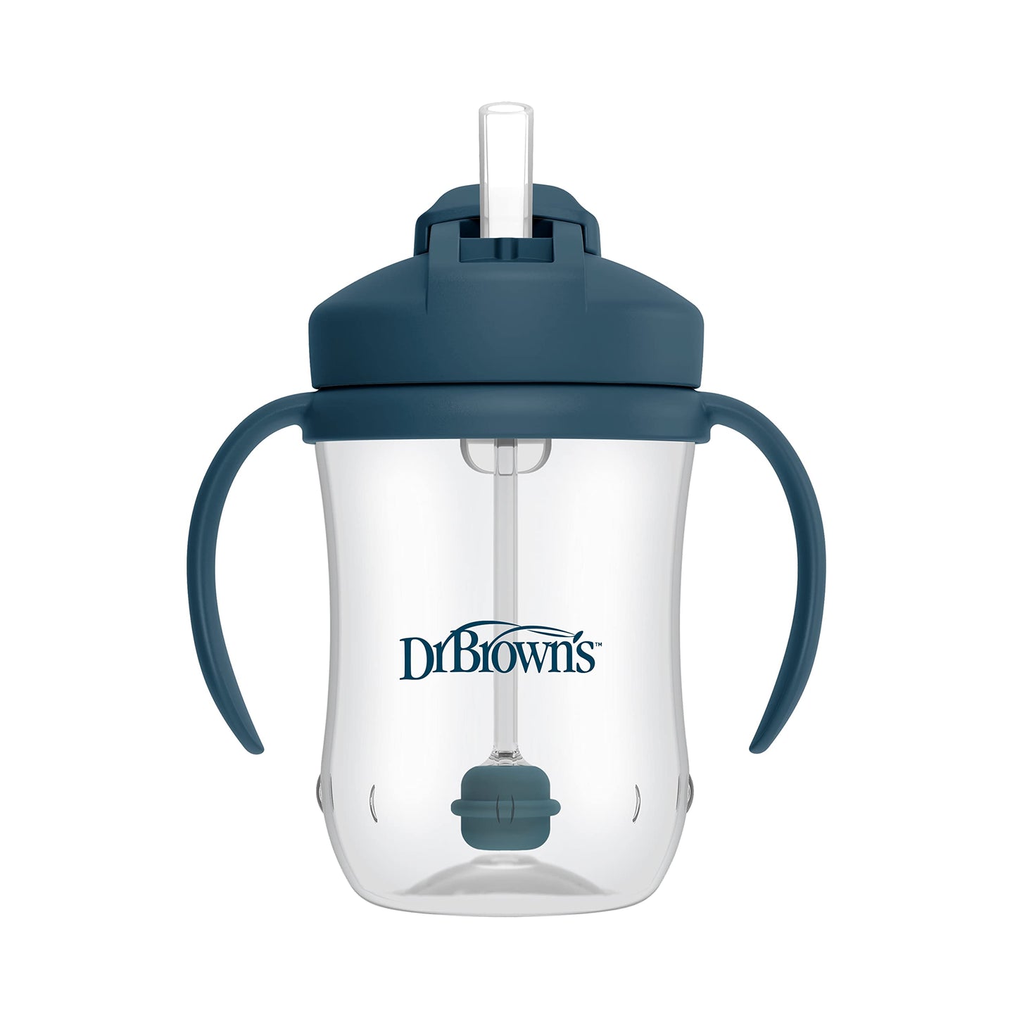 Dr. Browns Milestones Babys First Straw Cup, Training Cup With Weighted Straw, Dark Blue, 6M+