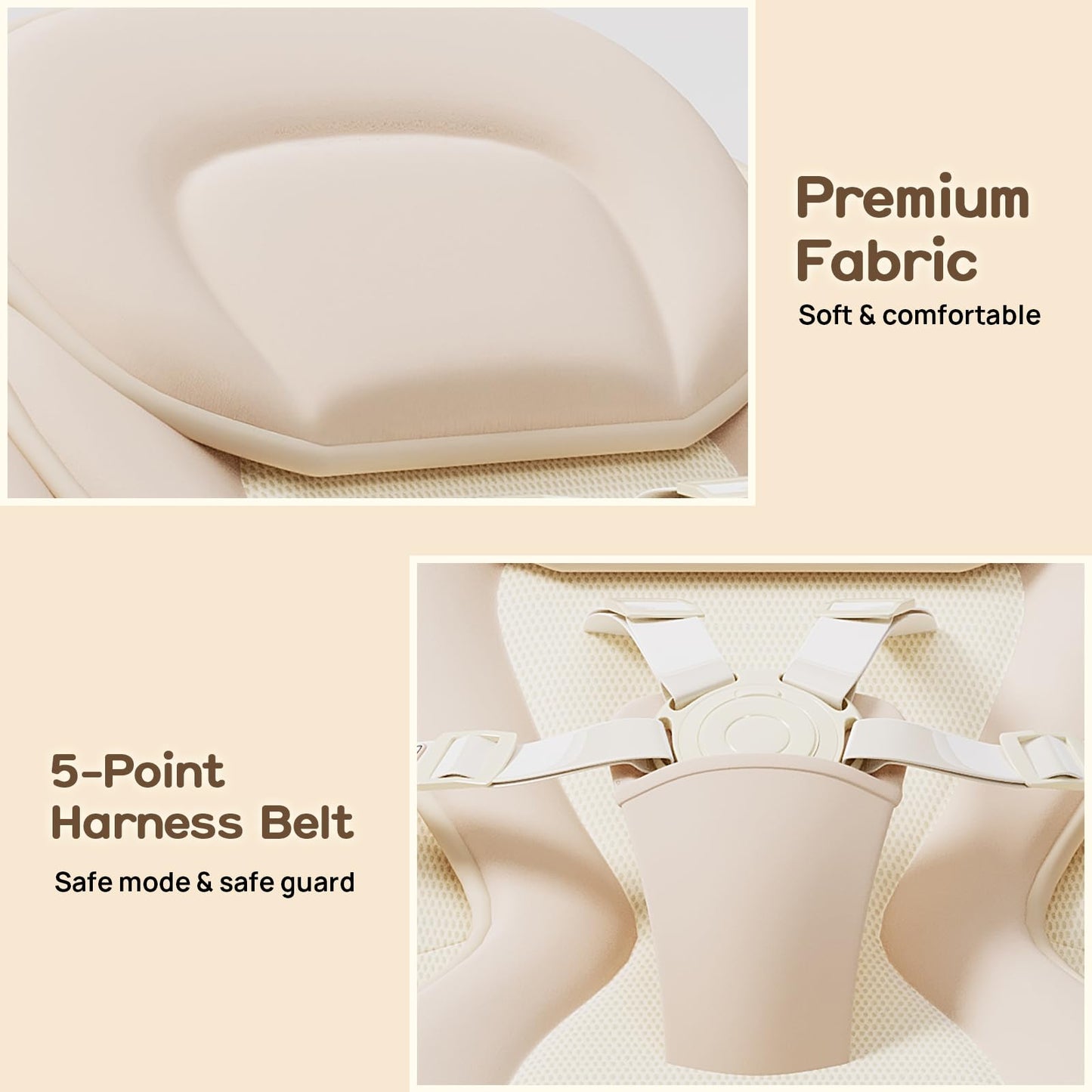 Baby Swings For Infants, Electric Infant Swing With Remote Control, Portable Baby Swing With 5-Point Harness, 5 Speeds, And 10 P