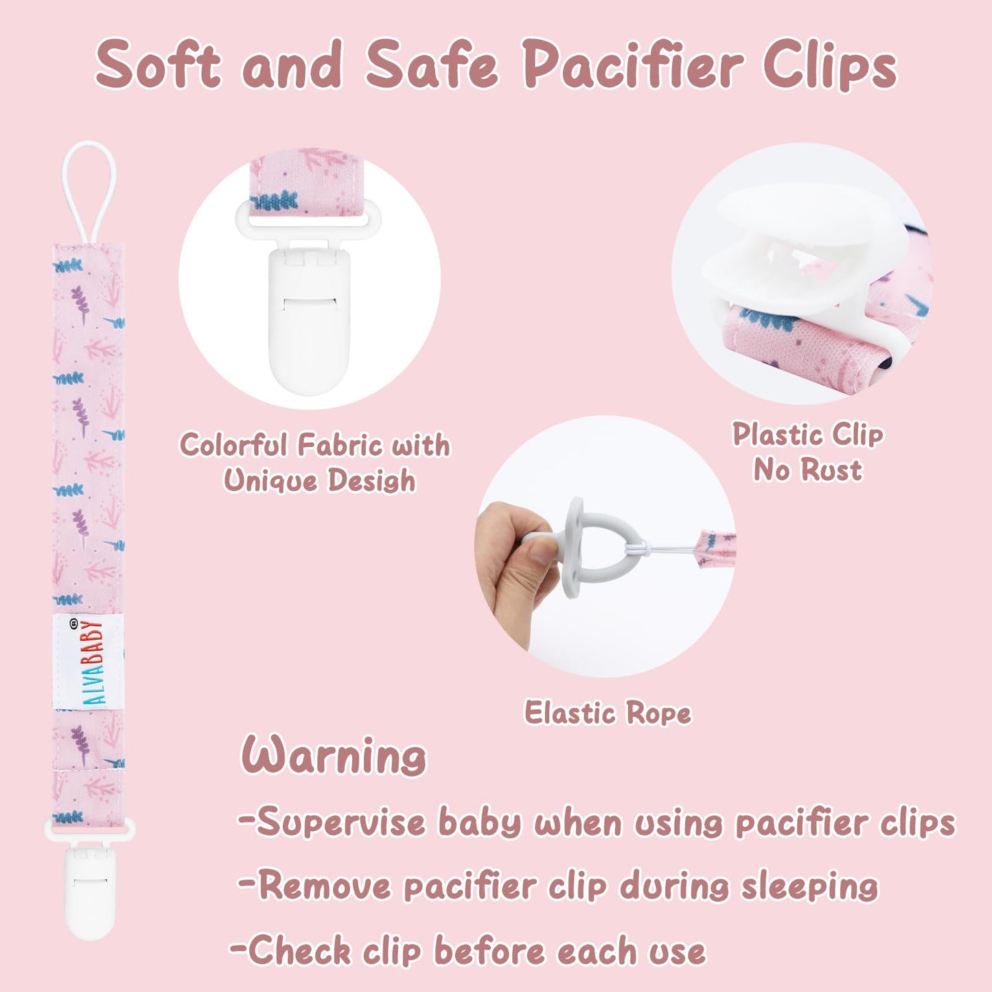 Alvababy Pacifier Clips 8 Pack Binky Paci Clip Holder Leashes For Baby Boys Girls 8Dp09-Da