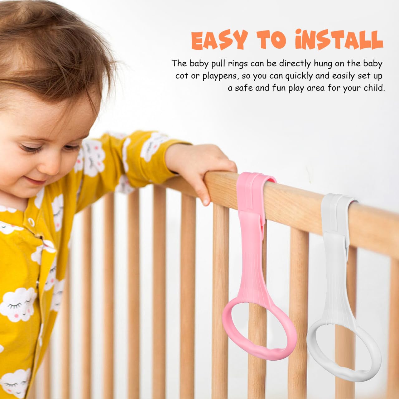 Jecompris Baby Pull Up Rings: Baby Bed Ring Baby Walking Trainer Rings Crib Tool Ring Baby Bed Stand Up Rings For Infant Baby To