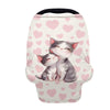 Biyejit Pink Heart Cats Car Seat Cover for Babies, Mom Nursing Covers Breastfeeding Scarf, Multi Use Infant Carseat Canopy for N