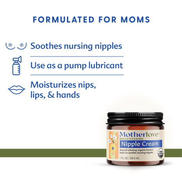 Motherlove Nipple Cream (2 Oz) Organic Lanolin-Free Nipple Cream For Breastfeeding-Benefits Nursing & Pumping Moms