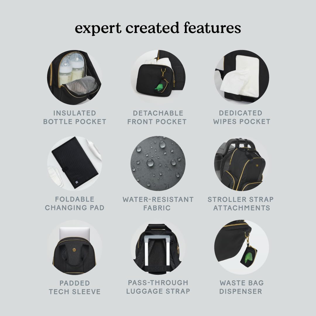 Huggies Sunshine Pack Diaper Backpack, Black Leather, One Size