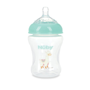 Nuby 3-Pack Infant Feeding Bottles With Slow Flow Breast Size Silicone Nipple: 0+ Months, 8Oz, 3 Pack Set: Delicate Llama, Snail
