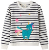 Akyzic Little Girls Sweatshirt Unicorn Long Sleeve Crewneck Shirts Children Winter Outfits Cute Tops Pullover Kids Striped Sweat