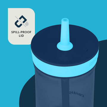 Contigo Kids Leighton Straw Tumbler With Spill-Proof Leak-Proof Lid, 14Oz, Blueberry/Blue Raspberry