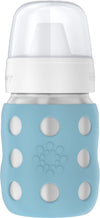 Lifefactory 8-Ounce Stainless-Steel Vacuum-Insulated Wide-Neck Baby Bottle With Hard Sippy, Denim, Ls2221Wde4