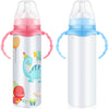 2 Pcs Trelaco Sublimation Baby Bottle Sublimation Blank Sippy Cups With Handle 8 Oz Blank Kids Stainless Steel Insulated Tumbler