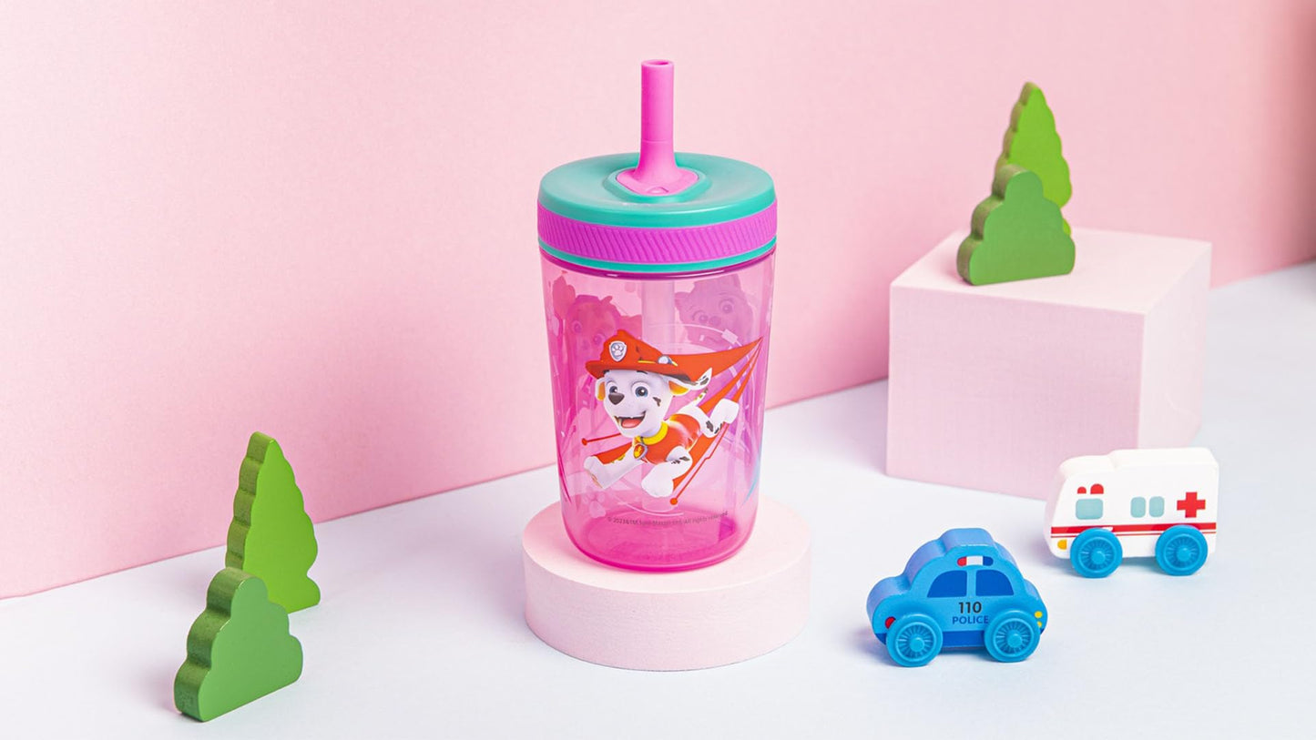 Zak Designs Kelso 15 oz Tumbler Set (Paw Patrol Skye & Everest) Leak-Proof Screw-On Lid with Straw Made of Durable Plastic and S