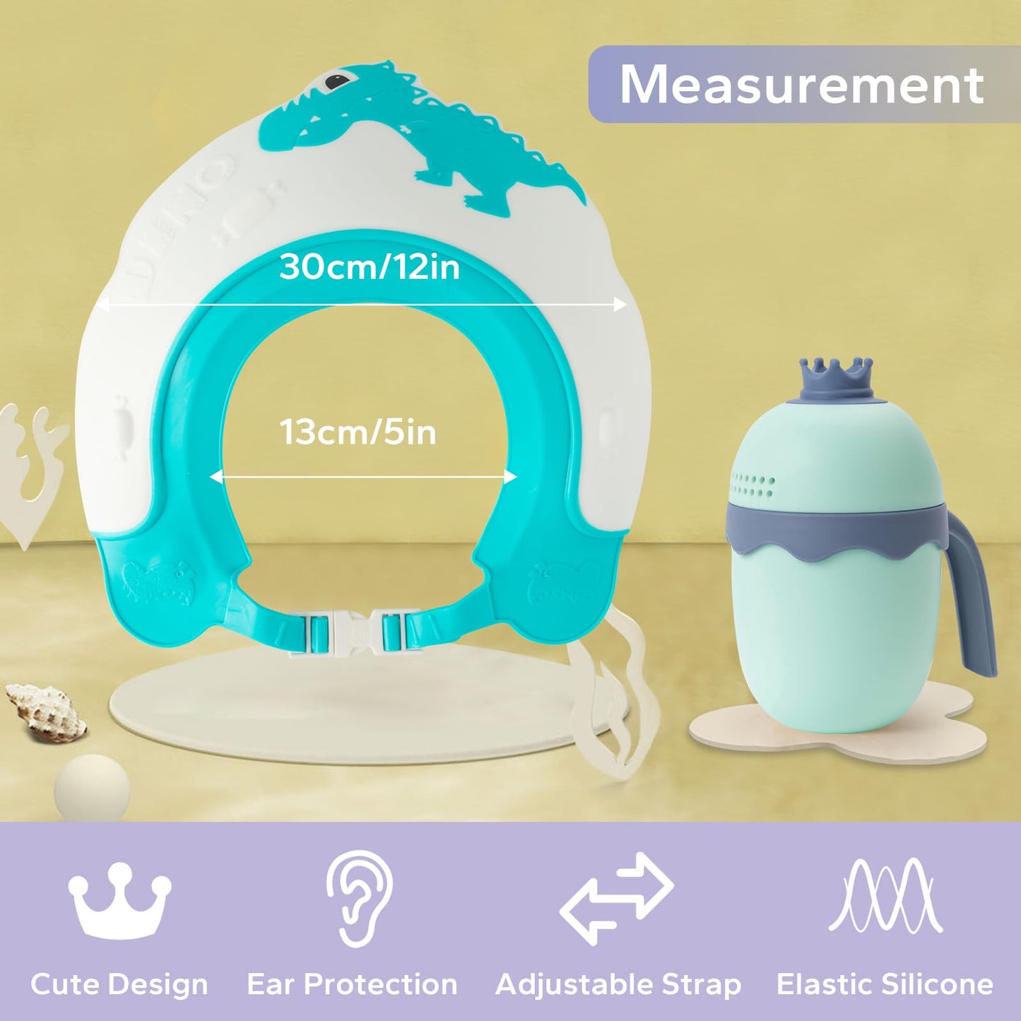 Funupup Baby Shower Cap For Kids With Bath Rinse Cup, Adjustable Toddler Hair Washing Shield Hat Baby Bath Visor Shampoo Hat For