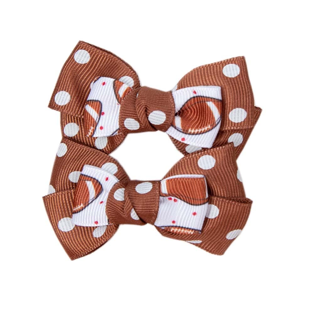 Football Hair Bow Clips Soccer Bow Hair Clip Sports Hair Bows for Baby Girls Infant Toddler Bowknot Polka Dot Hair Bow ZFJ46 (Ru
