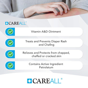 Careall (6 Tubes) 4Oz Vitamin A&D Ointment Treats And Prevents Diaper Rash, Seals Out Wetness. Protects And Relieves Dry Cracked