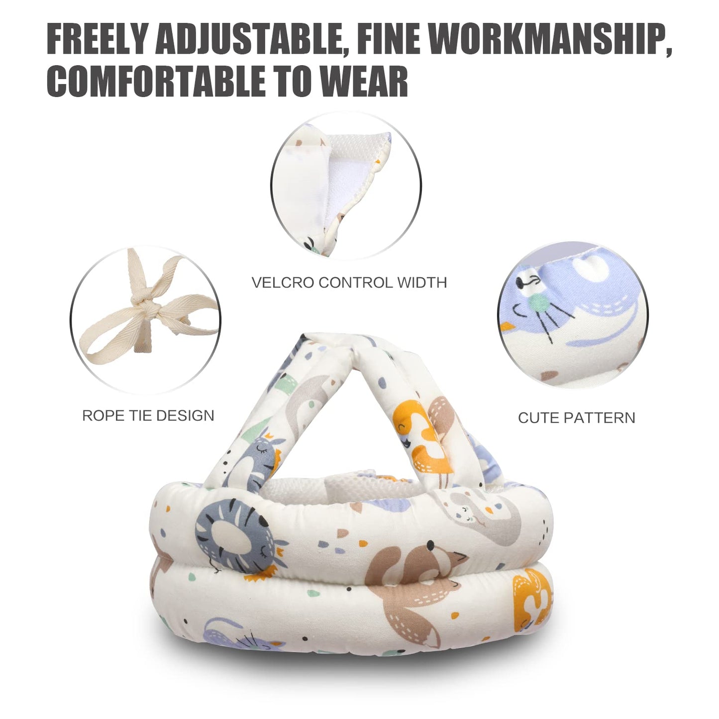 Baby Helmet Infant Adjustable, Toddler Walking Helmet, Baby Safety Helmet Toddler, Baby Helmets Covered For Age 1-2 Years (Anima