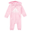 Adidas Baby Girls Long Sleeve Hooded Coverall, Clear Pink, 18 Months